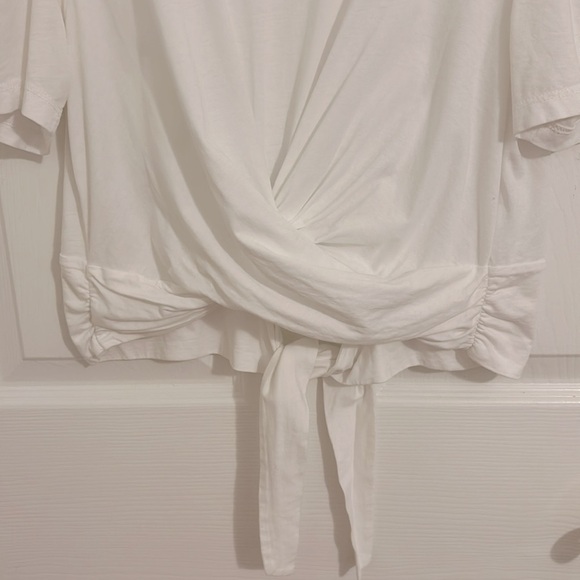 A.L.C. Monica Cropped Tie-Back Short Sleeve Cotton Tee New Size Medium - Picture 9 of 13